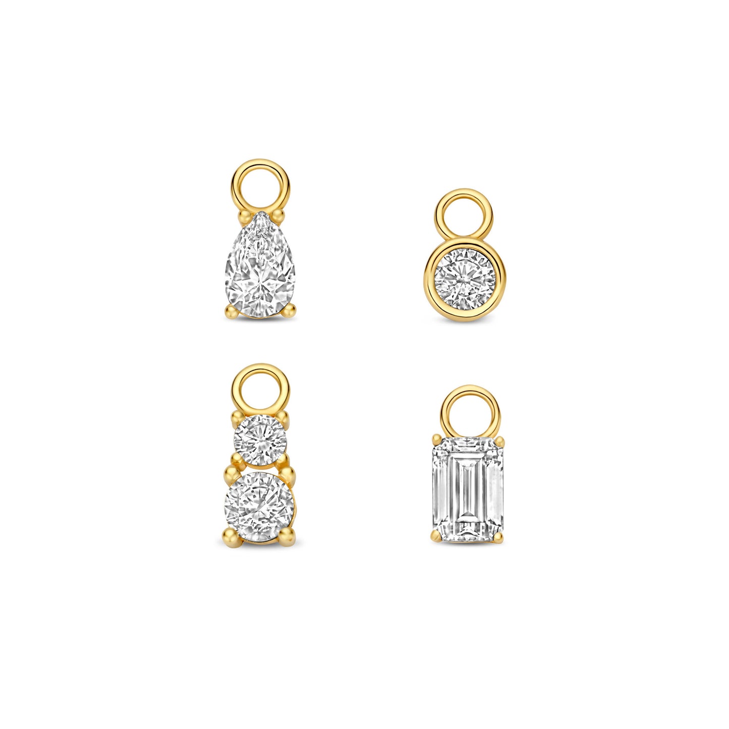 Cadeau d'Isabel 14 karat gold four-piece earring charm set with zirconia stones | without hoop earrings -  - Isabel Bernard