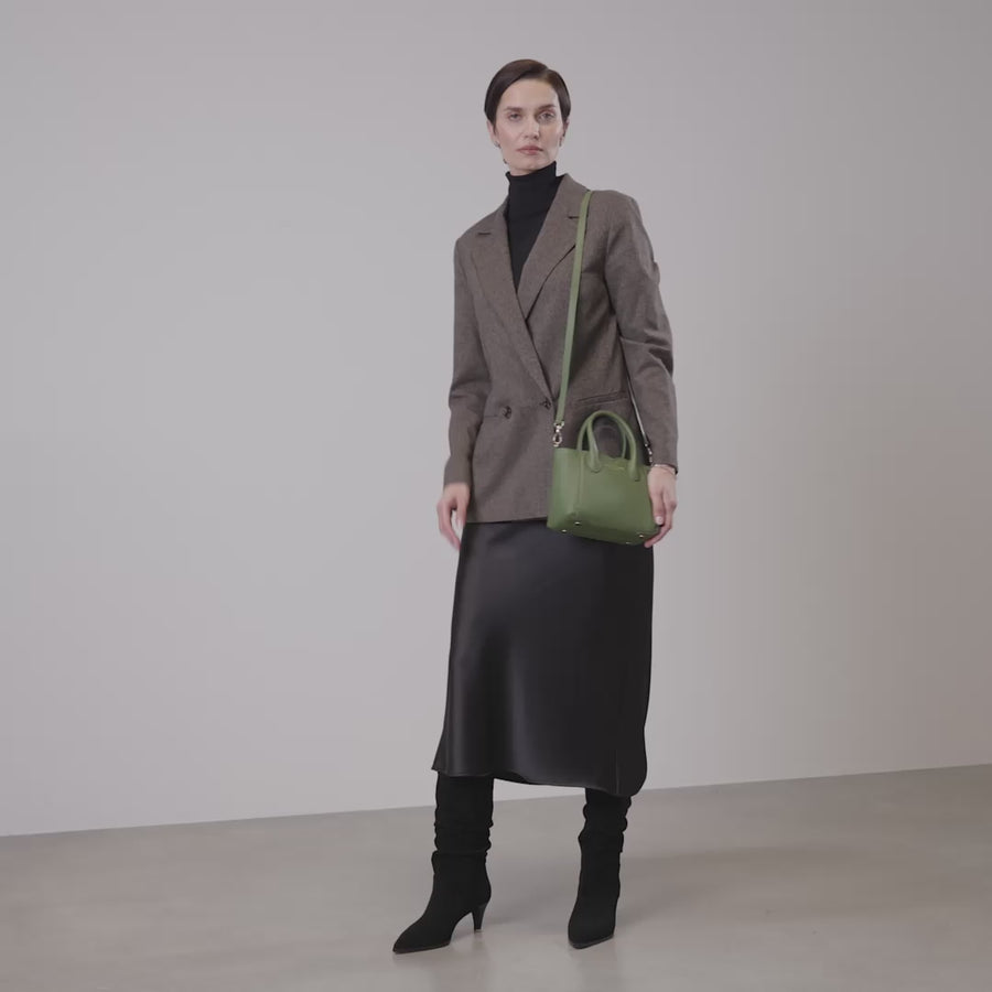 Honoré Cloe Mini green calfskin leather handbag - - Isabel Bernard